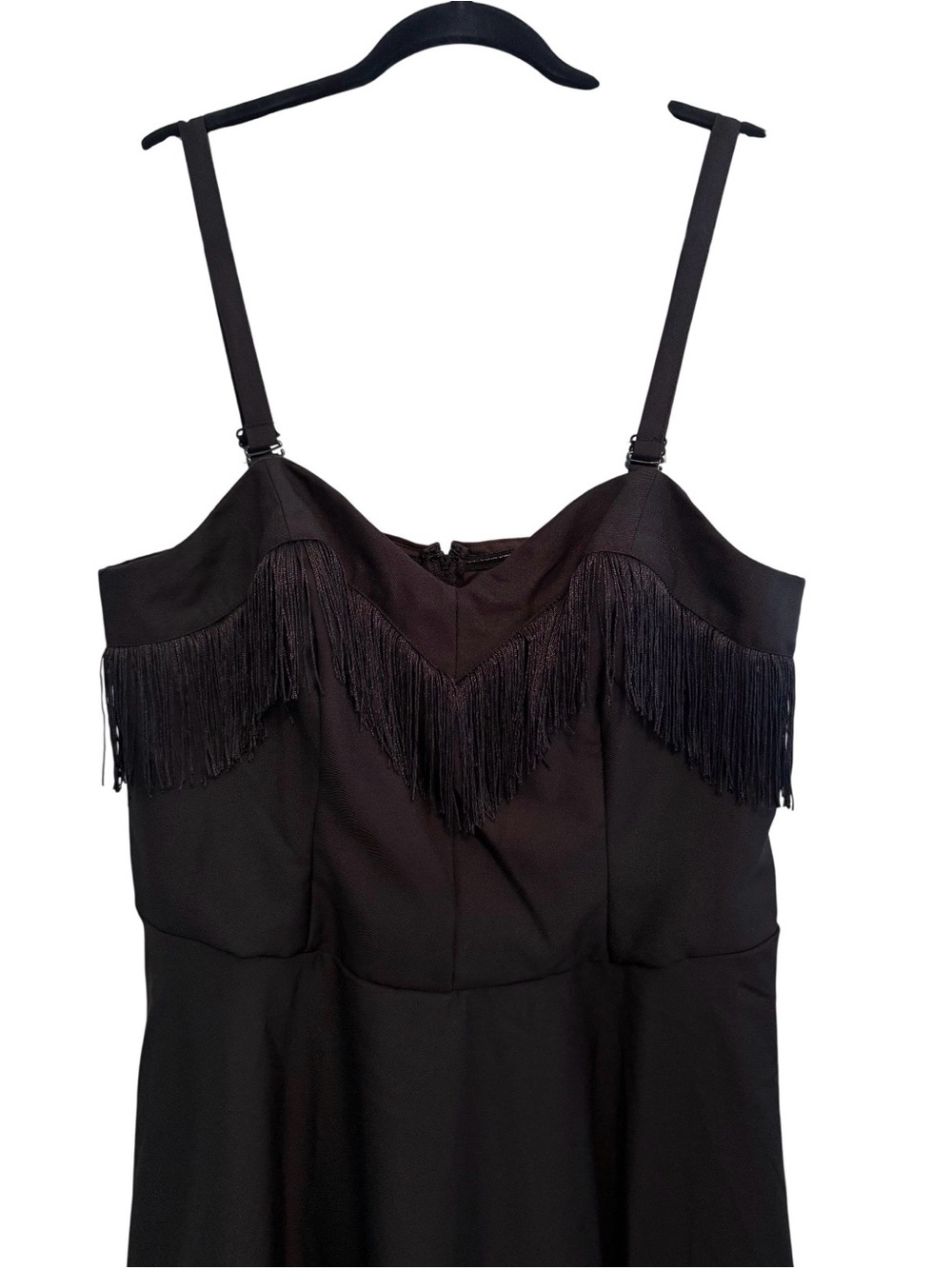 NEW Unique Vintage Black Fringe Girlie Swing Midi Dress Western Plus 1X - Picture 6 of 10
